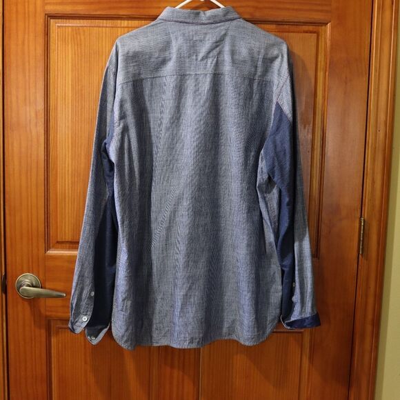Robert Graham Blue Gray Pin Stripe Camo Flip Cuff Sleeves Button Down Shirt 2X - Picture 9 of 16